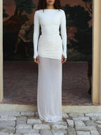 Elodie Ruched Backless Long Sleeve Dress