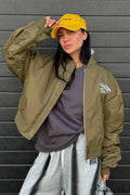 Embroidered Loose Bomber Long Sleeve High End Green Jacket