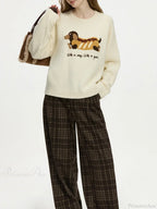 Embroidered Round Neck Drop Sleeve Sweater