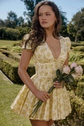 Helga Elevated Floral V Neck Corset Mini Dress Statement Occasion Edit