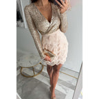 Adalina Chic Patchwork Dress with Fringes & Style Elevated Occasion Wear