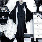 Empty Out Batwing Sleeve Full-Length Dress