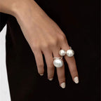 Satin Puffed Double Sphere Cuff Ring