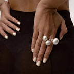 Satin Puffed Double Sphere Cuff Ring