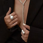 Satin Puffed Double Sphere Cuff Ring