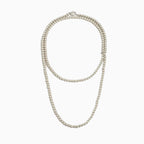 Quiet Luxury Brushed Satin Ball Silver Lariat Necklace