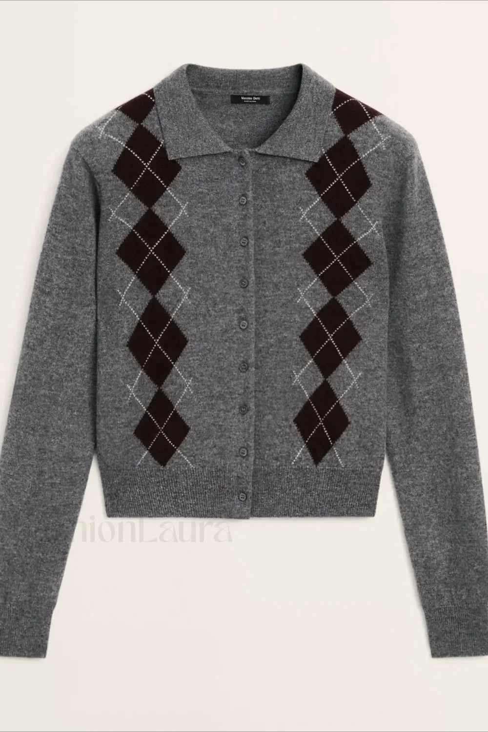 English College Style Polo Neck Knit Cardigan