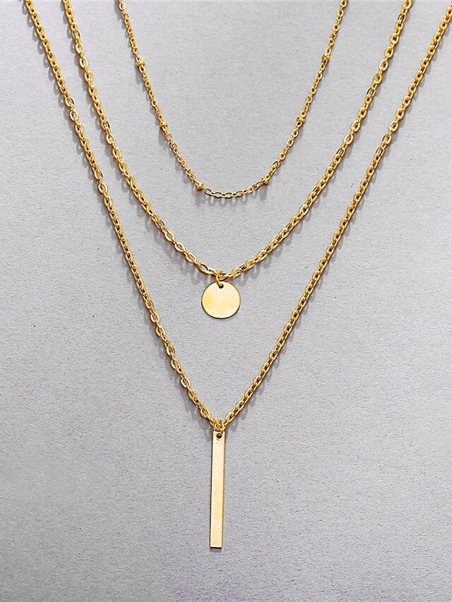 Chic Modern Geometry Necklace for Women - 3 Layered Design for All Seasons