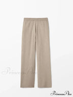 Ethereal Elegant Knitted Casual Elastic High-Waisted Straight Leg Pants