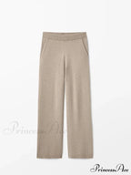 Ethereal Elegant Knitted Casual Elastic High-Waisted Straight Leg Pants
