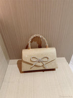 European American Diamond Bow Chain Clutch Bag