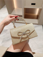 European American Diamond Bow Chain Clutch Bag