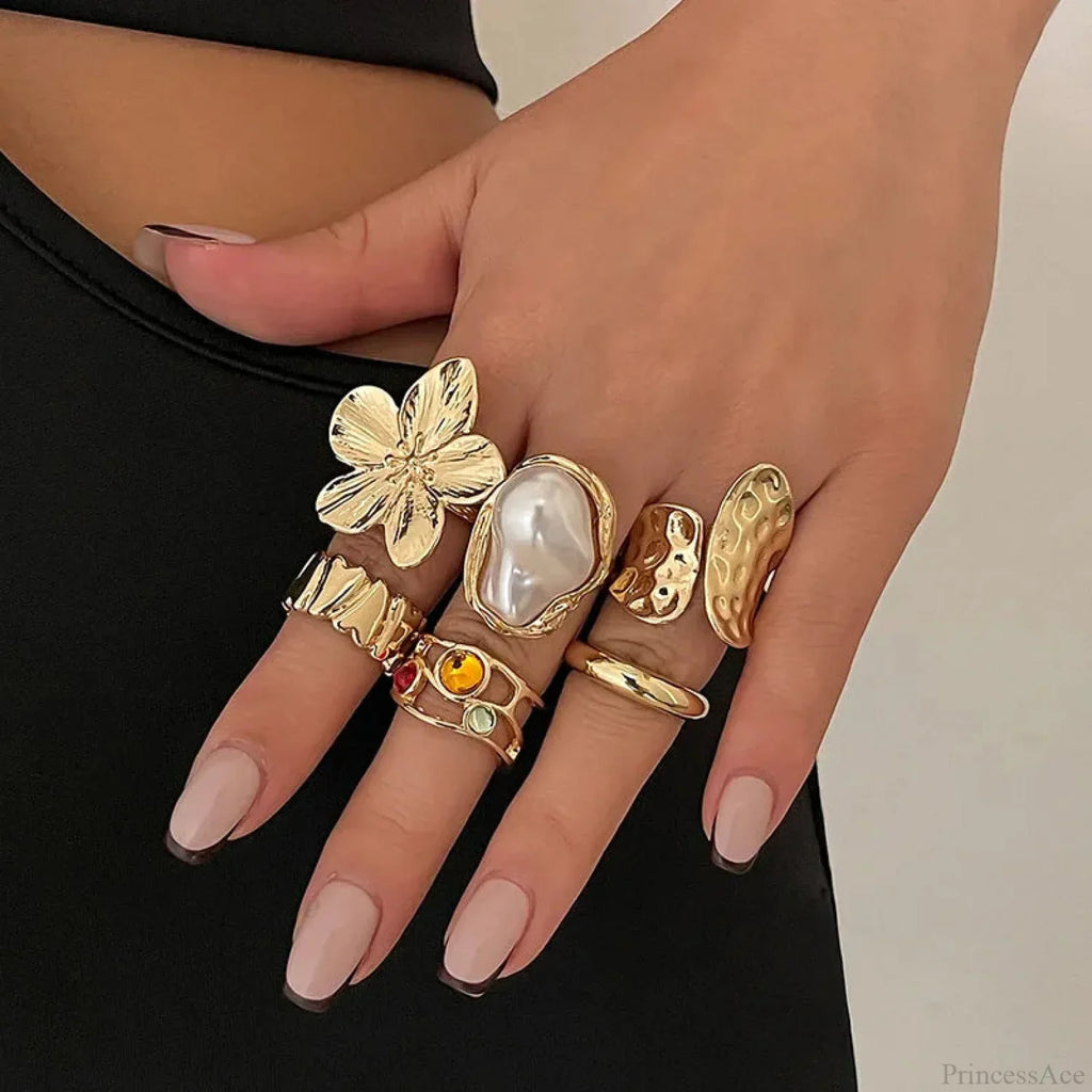 European Ornate Pearl Medieval Ring