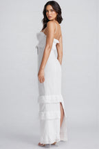 Imani Solid Embroidered Sleeveless Midi Dress