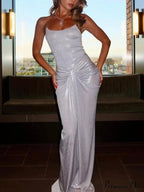 Exquisite Unique Light Charming Fabric Pleated Maxi Dress