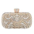 Rhinestone-Studded Silver Rectangle Evening Clutch Bag