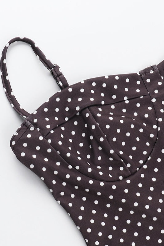 Sweetheart Bustier Spaghetti Strap Polka Dot Bodycon Mini Dress