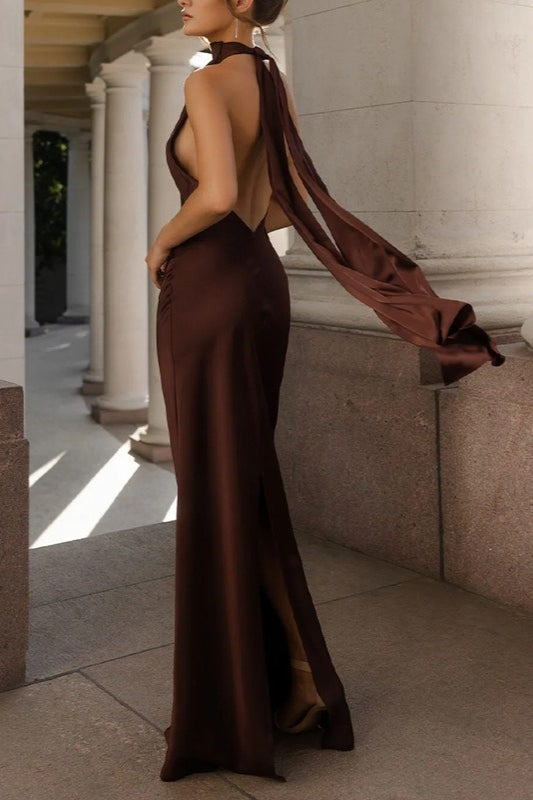 Satin Backless Sleeveless Dress