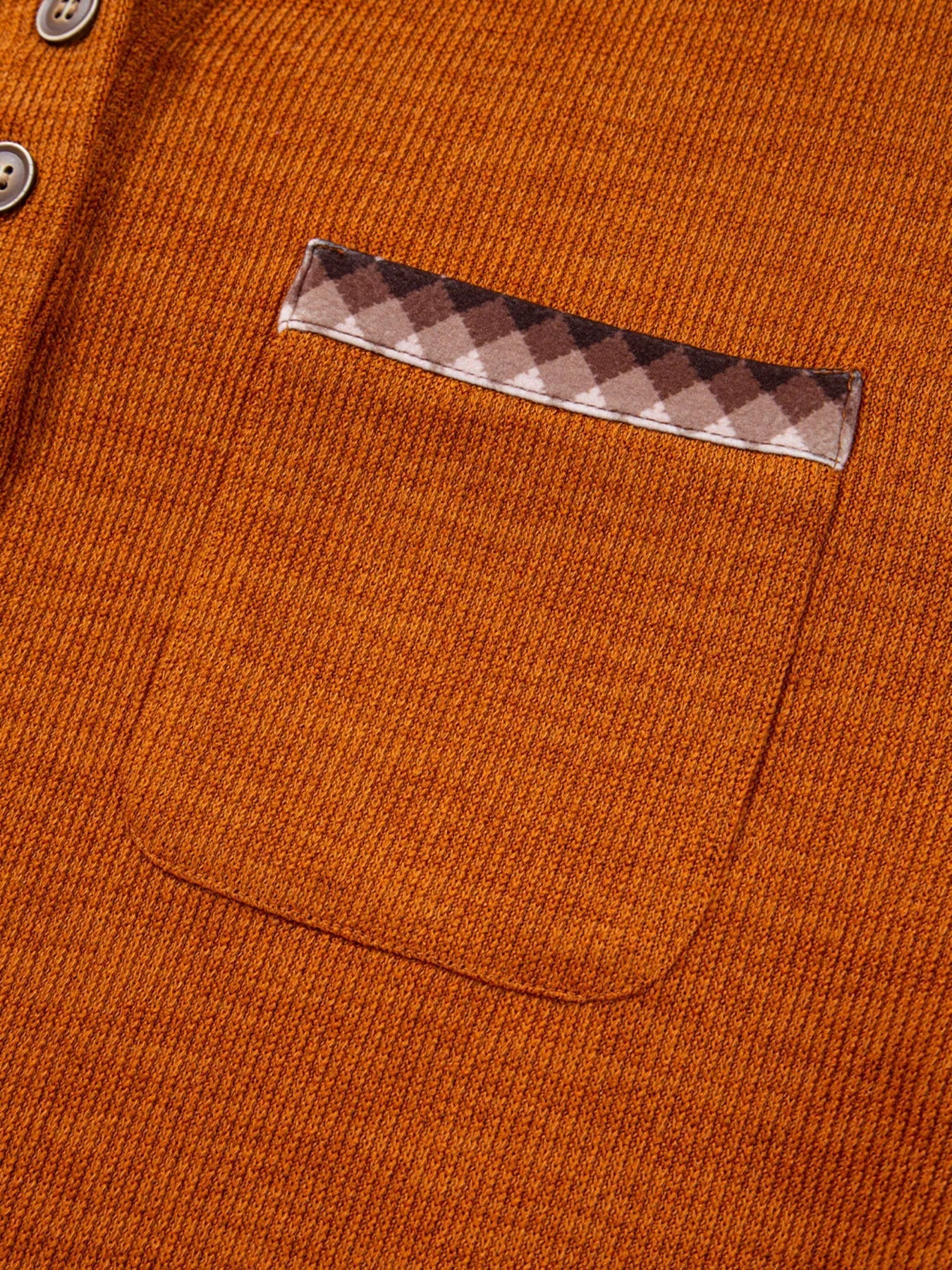 Contrast Plaid Hood Patchwork Chest Pocket Henley Top