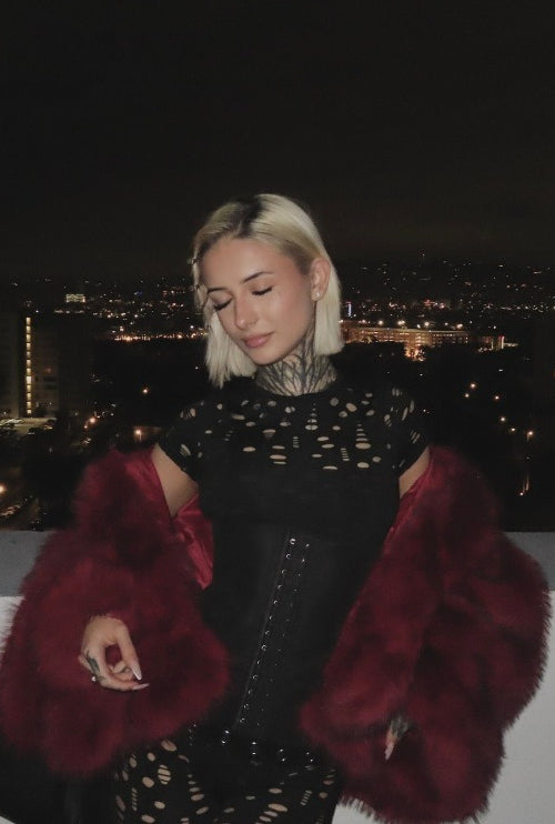 Hooded Faux Fur Blend Coat