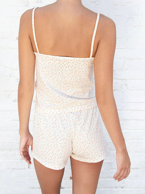 Disty Floral Print V Neck Cami Lounge Set