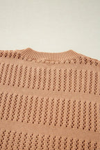 Openwork Round Neck Knit Top