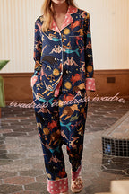 Blue Constellation Printed Home Long Sleeved Two-piece Set
