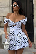 White Polka Dot Out Mini Dress