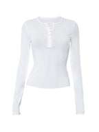 Solid Color Crew Neck Breasted Long Sleeve Knit