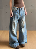 Cracked Washed-Out Worn Boyfriend Jeans