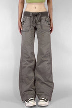 Edgy Slim Tie Strap Patchwork Jeans