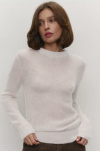 Sheer Blend Round Neck Knit Top