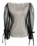 French Warm-Season Blouse Sling Retro Mujer Slimming Arm Blusas Women Mesh Sexy Top Long De Lace Shorts Elegant Set