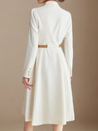 Blazer Dresses Lapel Belted Long Sleeves Knee-Length Business Casual Dress