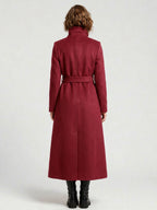 Belted Long Woolen coat with Double-breasted and high collar For Women 2026