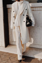 Solid Color Double Breast Lapel Overcoat