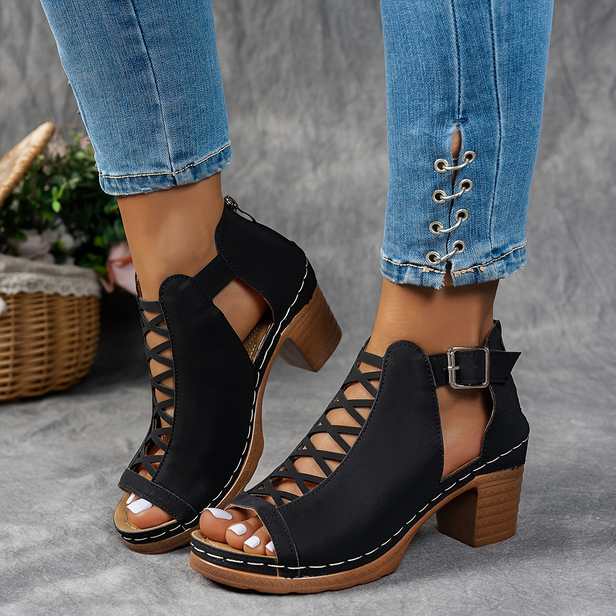 | Lattice-Heel Sandals