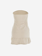 Solid Color Splice Bow Decor Mini Dress