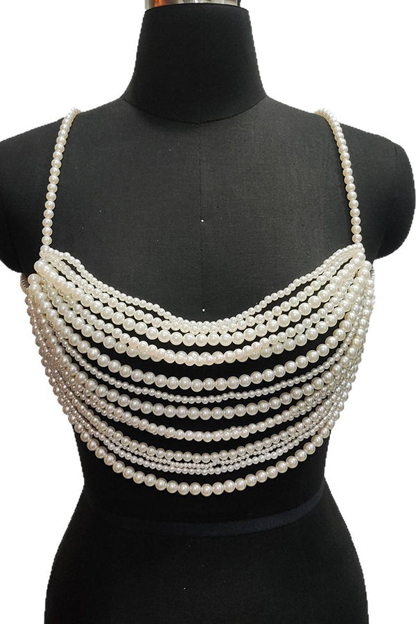 Multi-layer Faux Pearl Bra