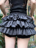 Solid Textured Tiered Shorts