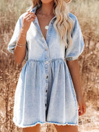 Alessia Aesthetic Mini Dress Made of Cotton Denim Designer Edit