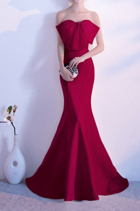 Bow Strapless Mermaid Maxi Dress
