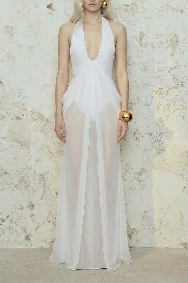 Saffron Muse Draped Halter Dress