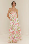 Botanical Graffiti Print Flowy Maxi Dress
