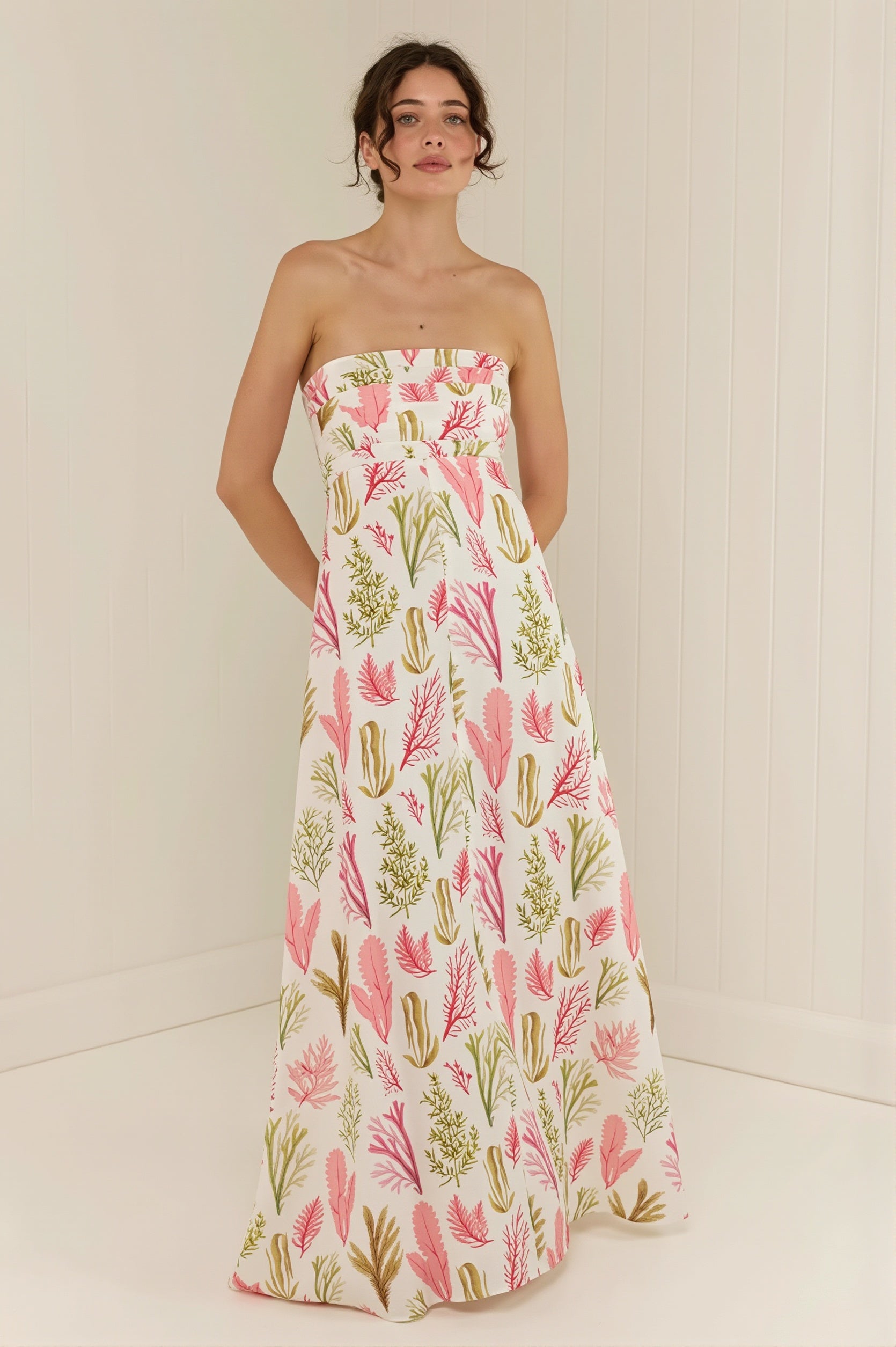 Botanical Graffiti Print Flowy Maxi Dress