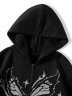 Butterfly Pixel Print Oversized Hoodie