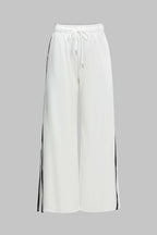 Contrast Tie-Up Wide Leg Trousers
