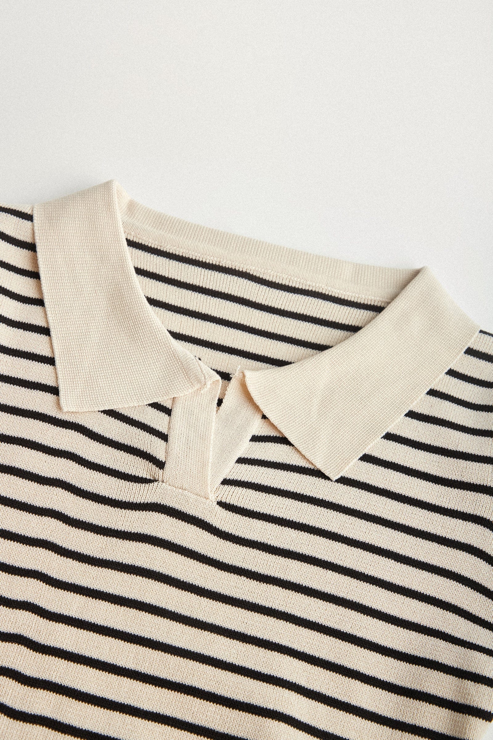 Striped Rib Knit Polo Collar Bodycon Mini Dress