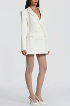 Elvira Double-breasted Long Sleeve Adjustable Back Belt Lapel Blazer Mini Dress
