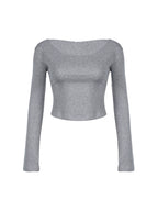Off Shoulder Hooded Long Sleeve Tee